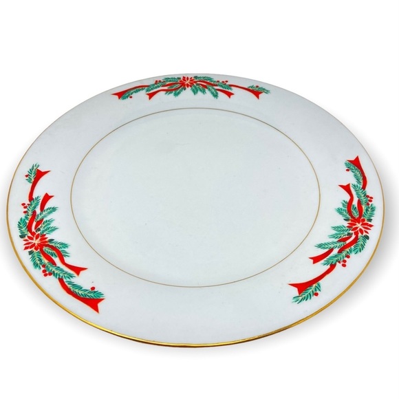 Tienshan Fine China Poinsettia Ribbon Replacement Holiday Plate - Picture 1 of 5